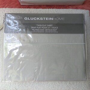 Gluckstein Home Light Grey 600 Thread Count 100% Cotton Twin Flat Sheet